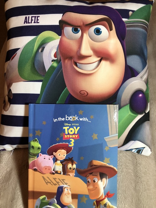 Toy story 3 cushion and book