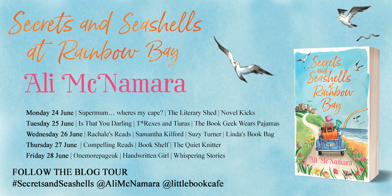 twit pic Secrets and Seashells at Rainbow Bay blog tour poster