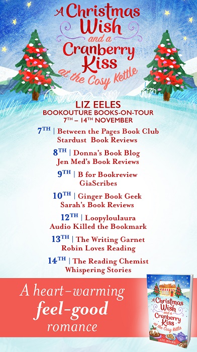 A Christmas Wish and a Cranberry Kiss at the Cosy Kettle - Blog Tour poster