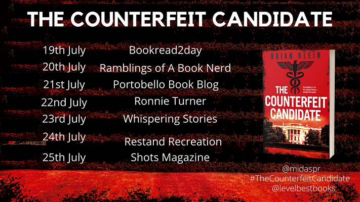 The Counterfeit Candidate by Brian Klein tour poster