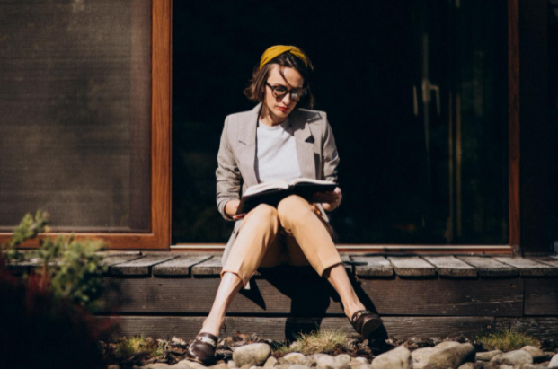 Woman reading shuttlestock image