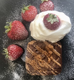 Lotus biscuit and strawberries