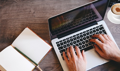 author typing image
